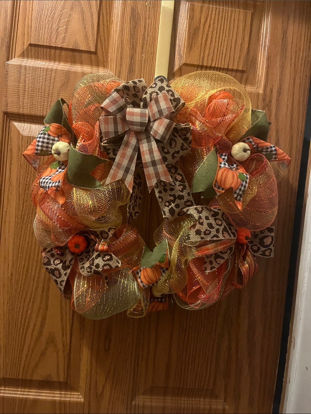 Autumn Harvest Decorative Fall Wreath - Handmade Fall Pumpkin Wreath 14"
